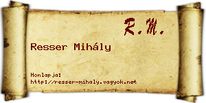 Resser Mihály névjegykártya
